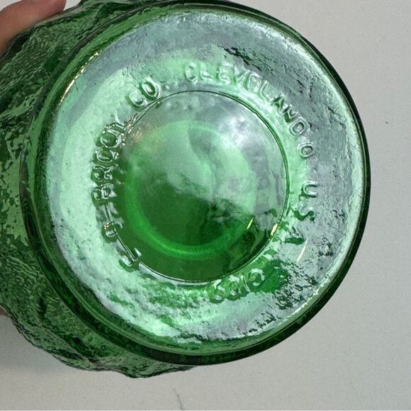 2 Vintage E.O. Brody Green Crinkle Glass Vases Mid-Century - Picture 3 of 6